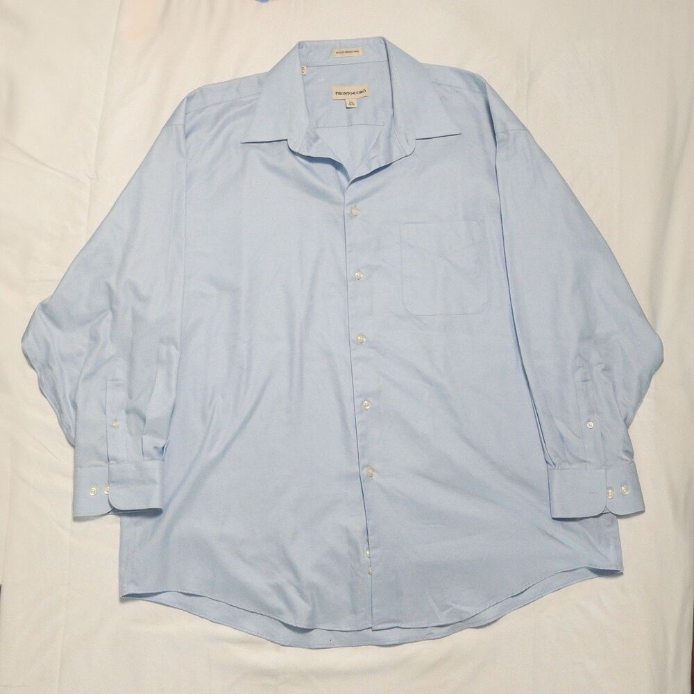 Pronto Uomo Mens Blue 15 34/35 Dress Shirt 60’s 2 Ply Perfect Twill Dress Shirt